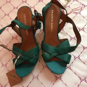 Franco sarto teal wedges
